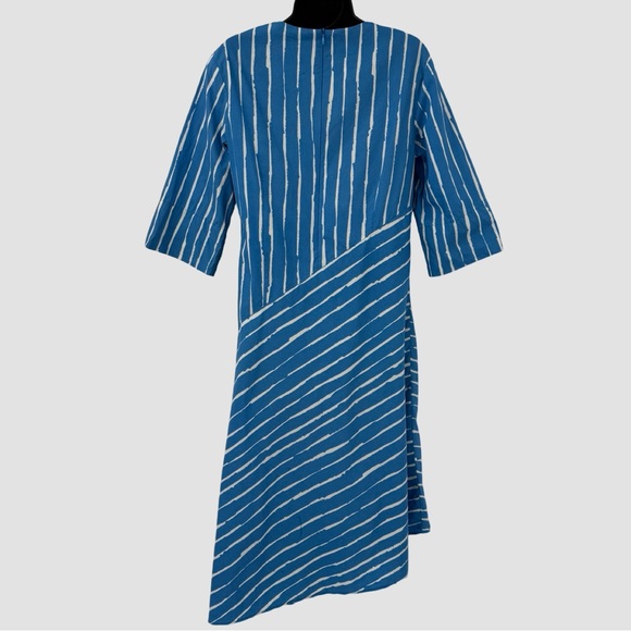 Marimekko Minuetti Rakky Asymmetric Stripe Midi Dress | Blue & White | Small - Picture 4 of 8